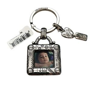 BRIGHTON Manchester Silver Plated Square Photo Charm Key Fob NWT